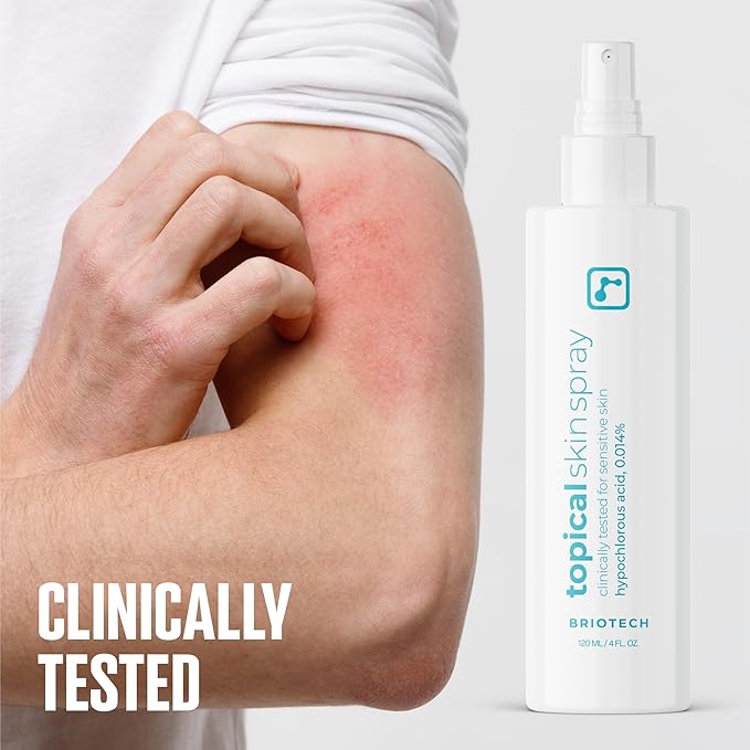 BRIOTECH Topical Skin Spray, Hypochlorous Acid Spray for Body & Face, Eyelid Cleanser, HOCl Facial Mist, Support Against Irritation, Calm Redness, Soothe Foot & Scalp, 32oz (2 Pack)