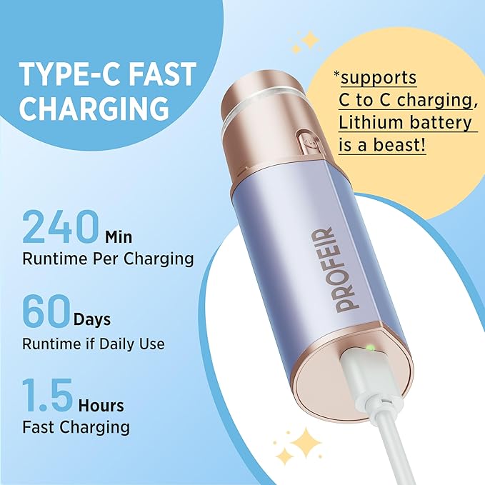 Facial Hair Removal for Women: Electric Hair Removal Device - Rechargeable Painless Face Razor for Chin Upper Lip Peach Fuzz with Light (Blue Gold)