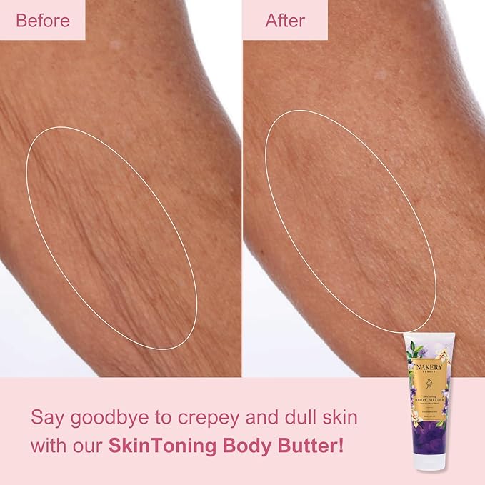 Nakery Skin Toning Body Butter for Women - Firming Body Lotion for Women - Peptide Infused Body Lotion for Crepey & Sagging Skin - Skin Firming Lotion for Neck, Arms & Legs - Vanilla Blossoms