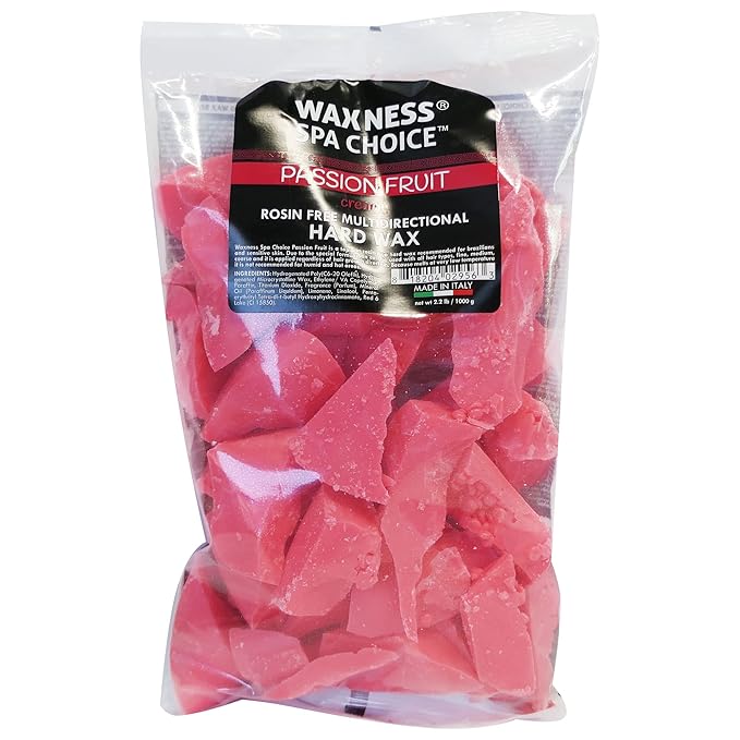 Waxness Spa Choice Rosin Free Multidirectional Hard Wax Passion Fruit 2.2 lb / 1 kg Pack of 2