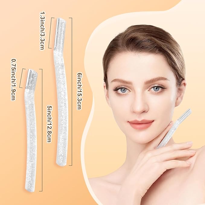 Women’s Dermaplane Razor for Face & Eyebrow - Anti-Cutting Japanese Blades for Eyebrow and Facial Hair Removal, Achieve Silky Skin and Perfect Brows (Transparent, 12 Count)