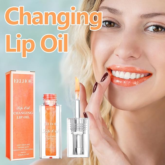 Midnight Boss Up Magic Color Changing Lip Oil Stain Cosmetic PH Actived Moisturizing Hydrating Glow Gloss Tinted Transparent Care Long Lasting Non-Sticky Fresh Texture Nourishing Pink Orange Red
