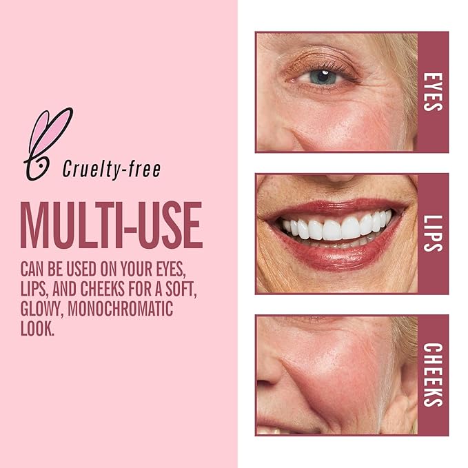 KIMUSE Cosmetics Multi Stick Trio, Cream Blush Stick, Highlighter Stick & Moisturizer, 3 Pack Makeup Sticks for Older Women & Mature Skin (Luminous Bordeaux Trio)