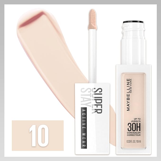 Maybelline Super Stay Liquid Concealer Makeup, Full Coverage Concealer, Up to 30 Hour Wear, Transfer Resistant, Natural Matte Finish, Oil-free, Available in 16 Shades, 10, 1 Count