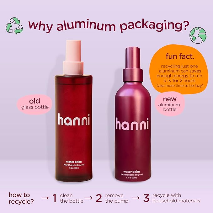 HANNI Water Balm Hydrating Body Mist, Moisturizer Spray with Hyaluronic Acid for All Skin Types, Lotion Replacement, 200 mL / 6.76 fl oz