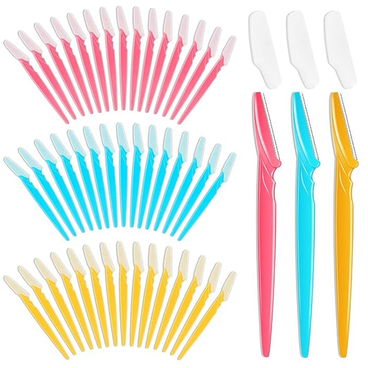 NICEMOVIC 66 Pcs Dermaplane Razor for Women Face, Eyebrow Razors and Face Razors for Women and Men, Multipurpose Facial and Eyebrow Hair Trimmer and Shaver with Precision Cover (3 Colors)