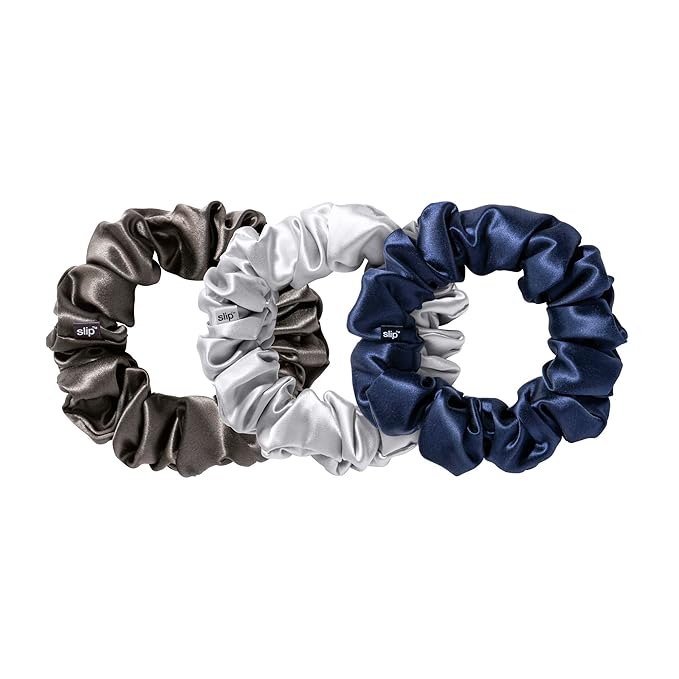 slip Pure Silk Large Scrunchies - The Midnight Collection | Ultra Soft, Anti-Crease, Hair-Friendly | 100% Pure Mulberry Silk | Set of 3, Durable, Gentle on Hair | Ideal for All Hair Types