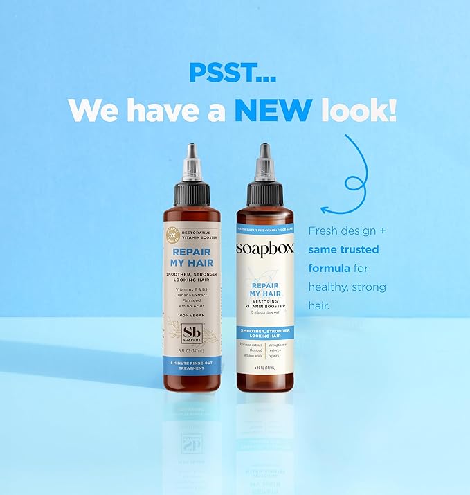 Soapbox Repairing Hair Treatment with Vitamin E, B5, Banana Extract, Flaxseed & Amino Acids - 5oz, Vegan, Paraben & Cruelty-Free Hair Booster