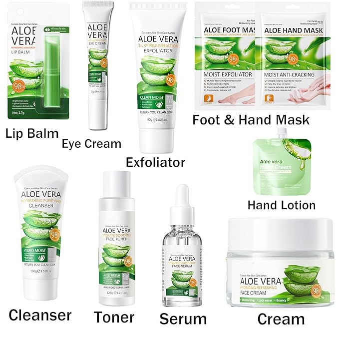 10Pcs Skin Care Products Set, Aloe Hydrating