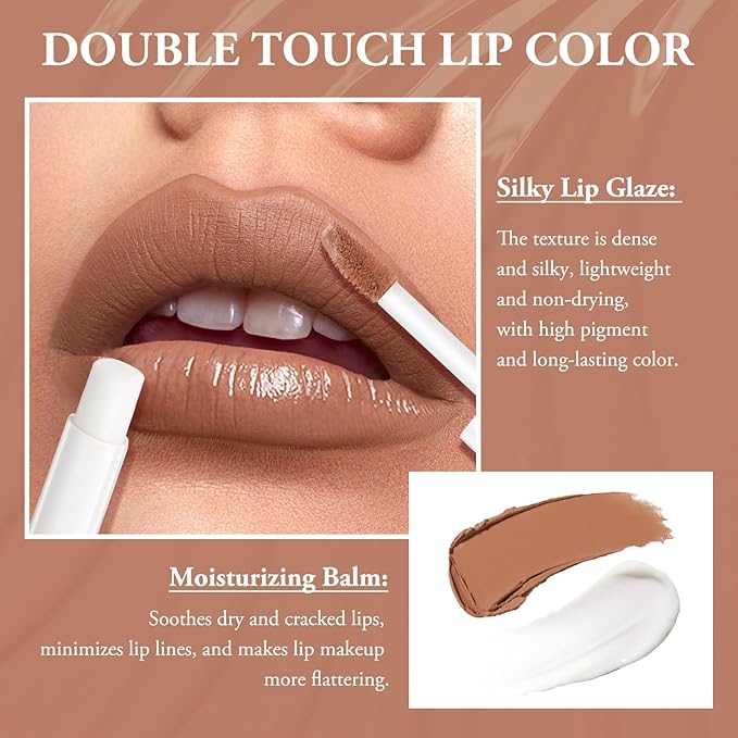 Double Head Lipstick & Moisturizing Lip Balm, 2-in-1 Moisturizing