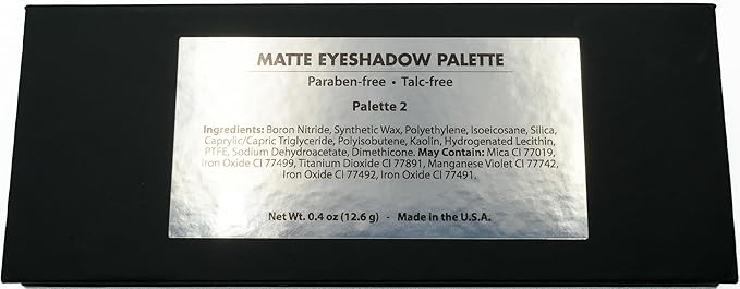 Matte Black, Silver Grey, Light Brown and Off White Vegan Eyeshadow Mini Palette; Talc, Paraben & Cruelty Free