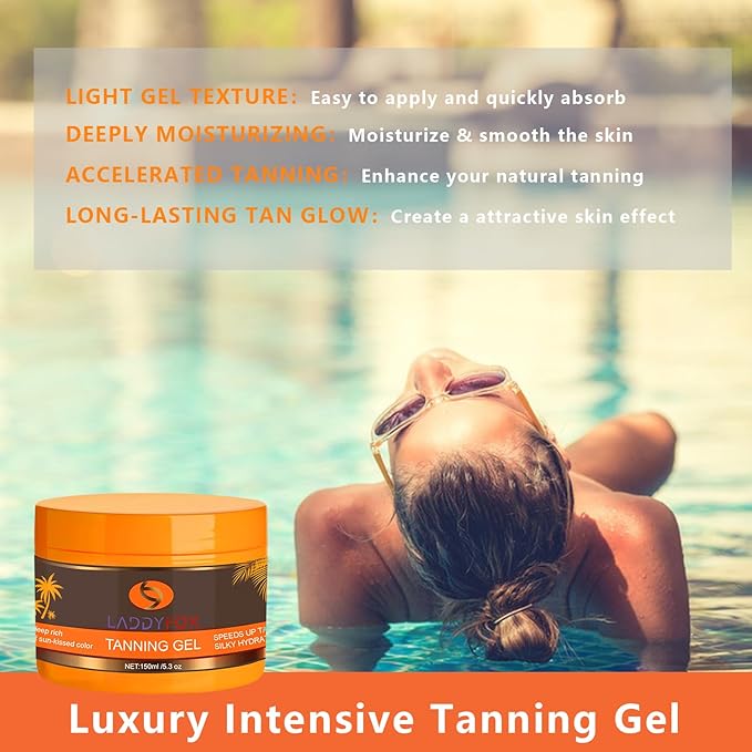 5.3Oz Luxury Intensive Tanning Gel, Natural Tanning Accelerator Cream Gel, Tanning Gel for Outdoor Sun and Sunbed
