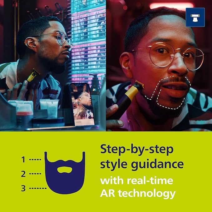 Norelco Philips OneBlade 360 with Connectivity Hybrid Face, Electric Beard Trimmer, Shaver with 360 Blade Tech & 1hr Fast Charge, 1x360 Blade, & 5-in-1 Comb, QP4530/90