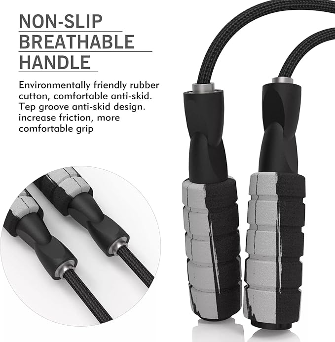 FITMYFAVO Jump Rope Cotton Adjustable Skipping Weighted jumprope