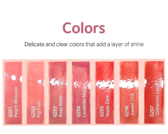 Chewy Lip Glaze, High Shine Lip Gloss, Korean Beauty (GZ06 Sweet Chili, 3.5 grams)