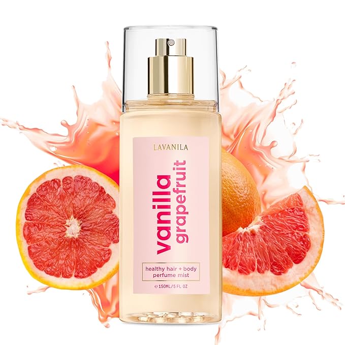 Lavanila Vanilla Grapefruit Healthy Hair + Body Perfume Mist, 5 Fl Oz - Bright & Uplifting Fragrance Spray Formulated with Jojoba Oil, Madagascar Vanilla, Cedarwood, Pink Grapefruit