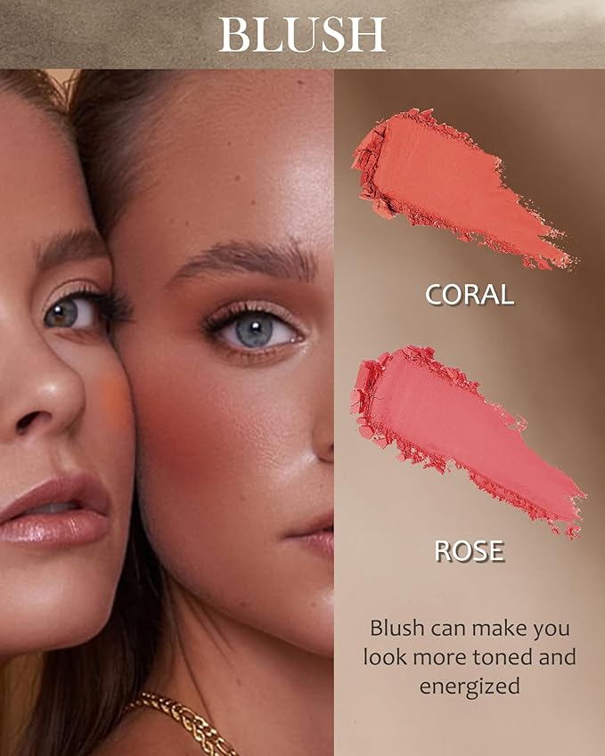 Face Matte Blush Powder Palette-2Colors Buildable Facial Cheek Women Girl-03