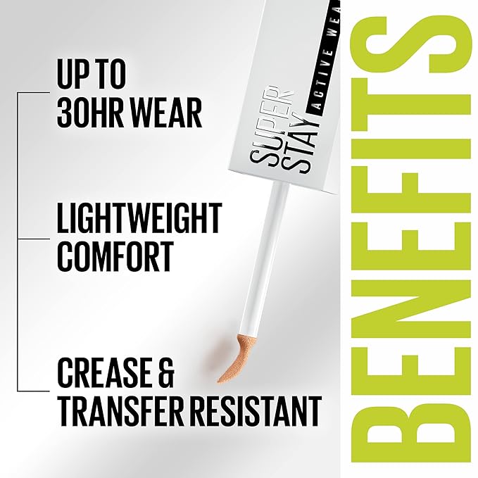 Maybelline Super Stay Liquid Concealer Makeup, Full Coverage Concealer, Up to 30 Hour Wear, Transfer Resistant, Natural Matte Finish, Oil-free, Available in 16 Shades, 25, 1 Count