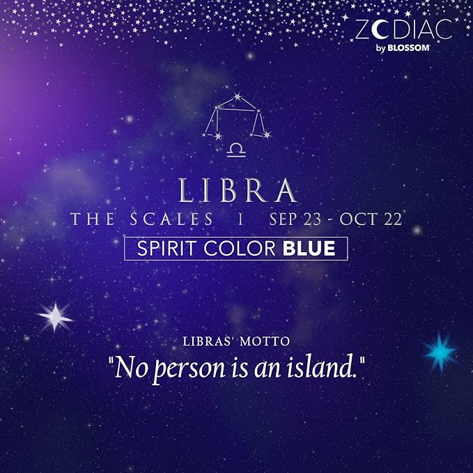 Blossom Zodiac Sign Vanilla Scented Moisturizng Roll On Lip Gloss with Crystals + pH Technology Color Charnging Shimmering Lip Balm, 2 Pack Bundle, Libra/Crystal