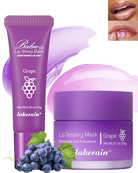 2Pcs Lip Glowy Balm & Lip Women-04Grape