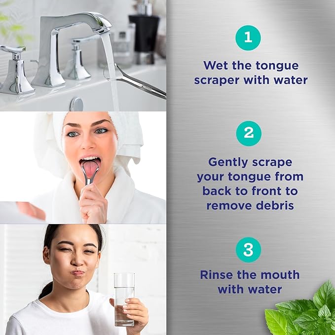 GuruNanda Tongue Scraper for Adults (4-Pack) with Travel Case, 420 Medical Grade Stainless Steel, Aids in Fresh Breath & Oral Care - Travel-Friendly