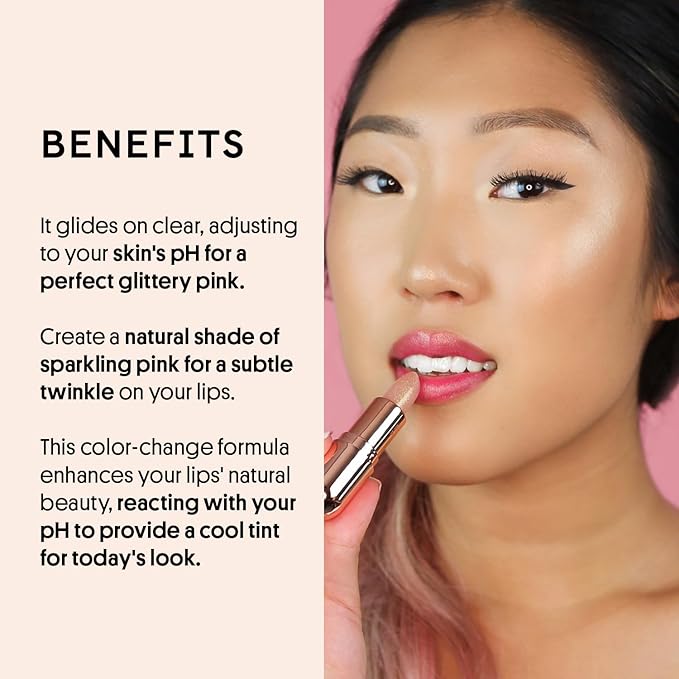 Winky Lux Glimmer Balm, pH Lip Balm, Color Changing Lipstick and Tinted Lip Balm, Vegan & Cruelty Free, Hydrate & Plump, Pink Shimmer Lipstick, Rose