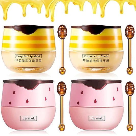 4PCS Bee Lip Balm Honey Lip Exfoliator