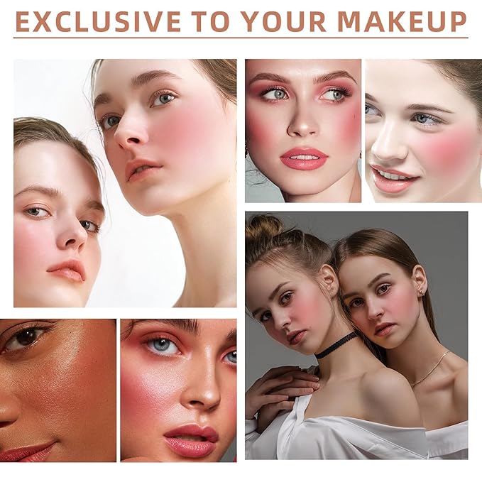 Cream Blush Stick for Cheeks, Multi-Use Makeup Blush Brush-Hot Red