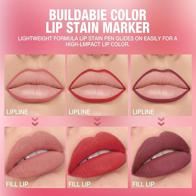 LANGMANNI 8Pcs Sculpting Matte Velvet Lip Liner Set,Smooth Creamy Texture,Waterproof And High Pigmented For Girls Daily Application Lip Makeup(1+2+3+4+5+6+7+8)