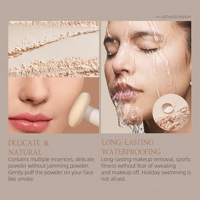 Nude Translucent Makeup Setting Powder, Waterproof High-Definition Traceless