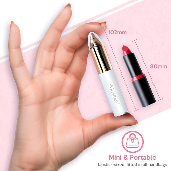 Mini Portable Painless Eyebrow Remover Trimmer for Women, Eyebrow Razor Epilator Pen,18K Gold-Plated Hypoallergenic Precision Pencil-tip. 360° LED Light for Instant and Painless Hair Remover.