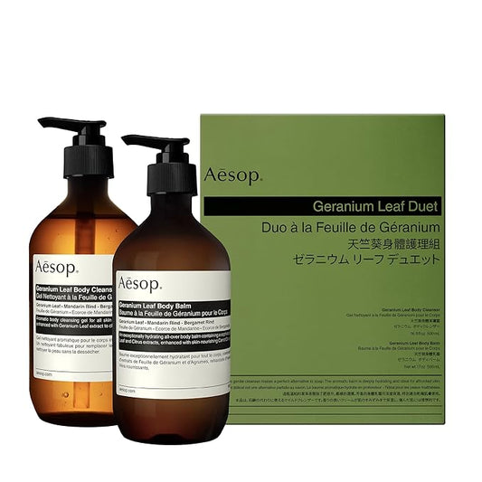 Aesop Geranium Leaf Duet | Gel Body Cleanser + Body Balm | Aromatic Pairing For Cleansed and Supple Skin | Paraben-Free, Cruelty-Free & Vegan |16.9 oz + 16.5 oz