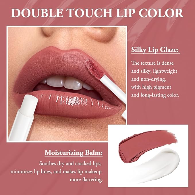 Double Head Lipstick & Moisturizing Lip Balm, 2-in-1 Moisturizing
