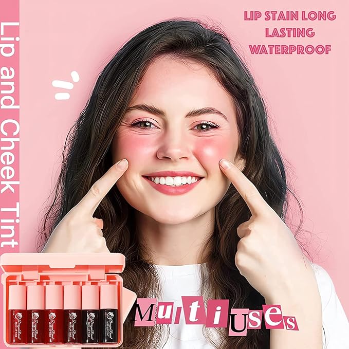 6 Colors Lip Tint Stain Set, Korean Lip