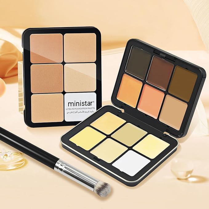 12 Colors Cream [Contour Concealer Foundation] Makeup Palette for Cheeks - All in One Makeup Palette Kit with Brush, Natural Matte Long Wearing, Waterproof Blendable Face Make Up Pallete (#03)
