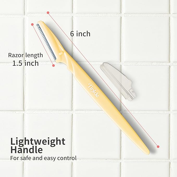 Tinkle Dermaplaning Tool 6ct, Dermaplane Razor for Women, Safe and Easy Peach Fuzz Remover, Eyebrow Trimmer with Protective Cover