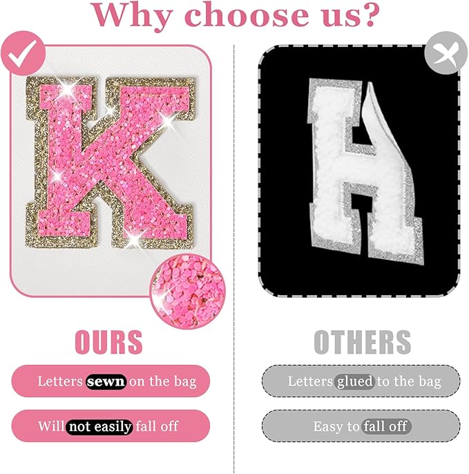 Initial letter patch makeup bag,