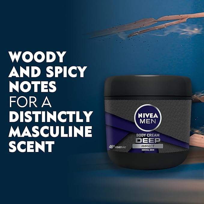 Beiersdorf Nivea Men Body Cream Deep Impact Normal Skin 13.5oz 48h Moisture