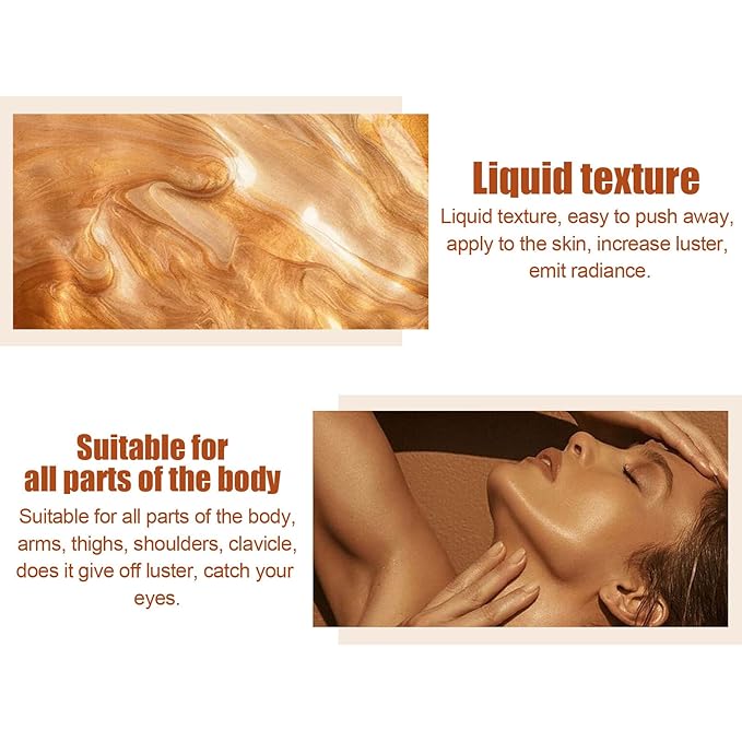 Shimmer Body Oil,Long Lasting Waterproof Face Brighten Glow (Bronze Gold)