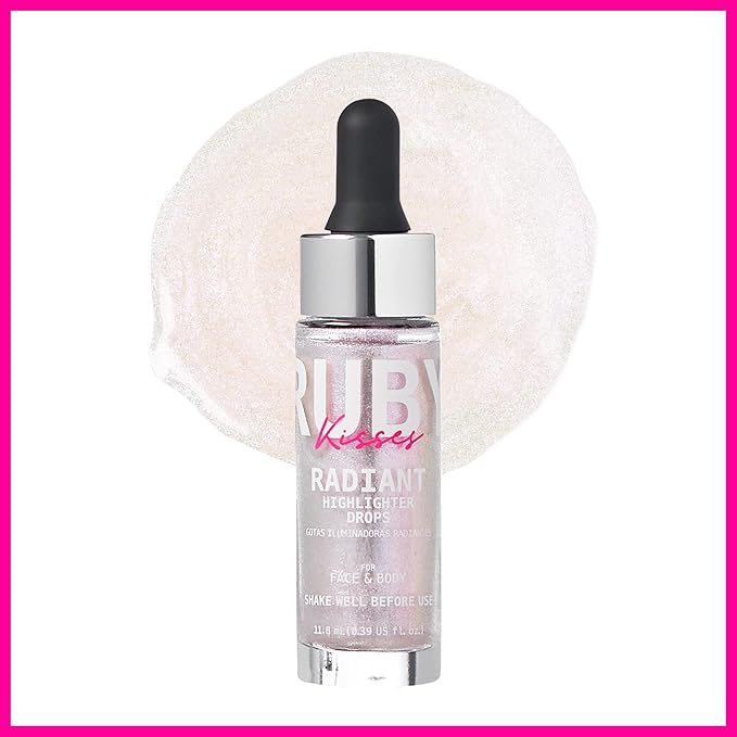 Ruby Kisses Radiant Drops, Shimmer Liquid Highlighter Makeup, Skin (UNICORN)