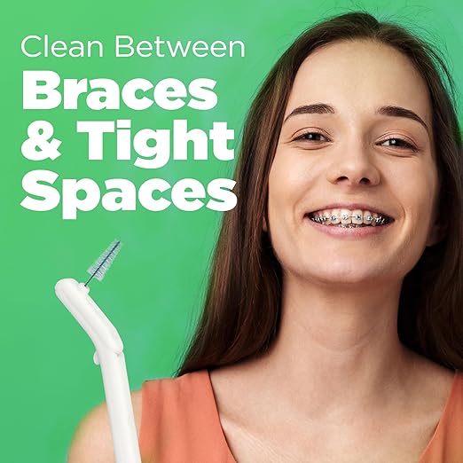 GUM Proxabrush Go-Betweens Refills - Tight - Compatible with GUM Permanent Handle -Reusable Interdental Brushes for Tight Teeth - Soft Bristled Dental Picks, 8 Count (Pack of 6)