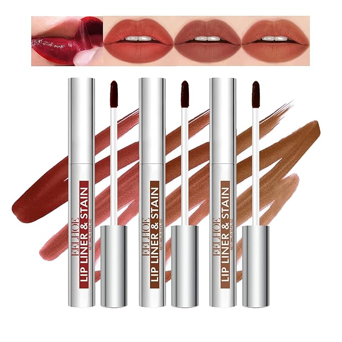 3 Colors Peel off Lip Liner Tattoo, Peel Off Lip Stain Tattoo with Matte Finish, Infused with Vitamin E, Tattoo Lipstick Long Lasting Plump Lip Makeup Gift for Women