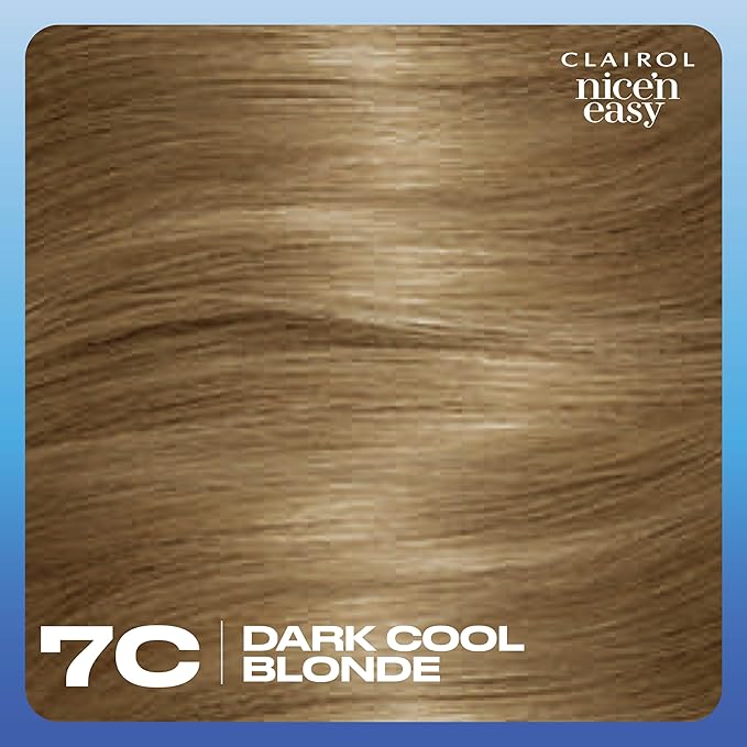 Clairol Nice'n Easy Permanent Hair Dye, 7A/7C Dark Cool Blonde Hair Color, Pack of 1