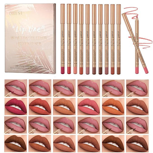 12PCS Matte Lip Liner Set,Waterproof Lipstick Liner Slim,High Slim,High