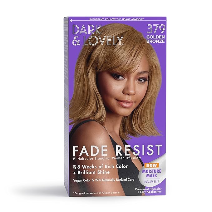 SoftSheen-Carson Dark and Lovely Fade Resist Rich Conditioning Hair Color, Permanent Hair Color, Up To 100 percent Gray Coverage, Brilliant Shine with Argan Oil and Vitamin E, Golden Bronze