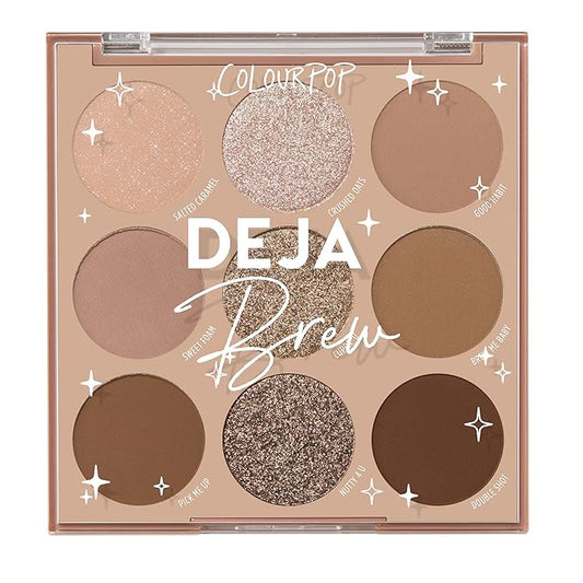 ColourPop Deja Brew Eyeshadow Palette - Cool-Toned Nude Eye Makeup Palette with Matte, Metallic and Matte Sparkle Finishes - High-Pigment Eye Makeup with a Long-Wearing Formula (0.3 oz)
