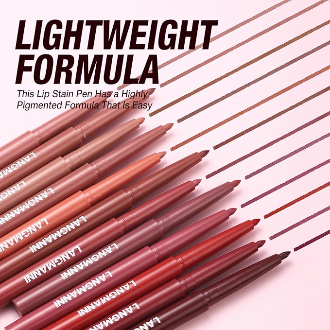 LANGMANNI 8Pcs Sculpting Matte Velvet Lip Liner Set,Smooth Creamy Texture,Waterproof And High Pigmented For Girls Daily Application Lip Makeup(5+6+7+8+9+10+11+12)