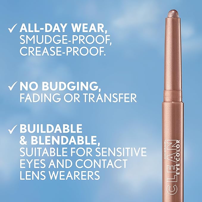 Covergirl Clean Eye Color, Raspberry Bloom, Eyeshadow Sticks, Ultra Creamy Formula, Lightweight, Buildable Formula, Lasts All Day, Smudge-Proof, 0.05oz
