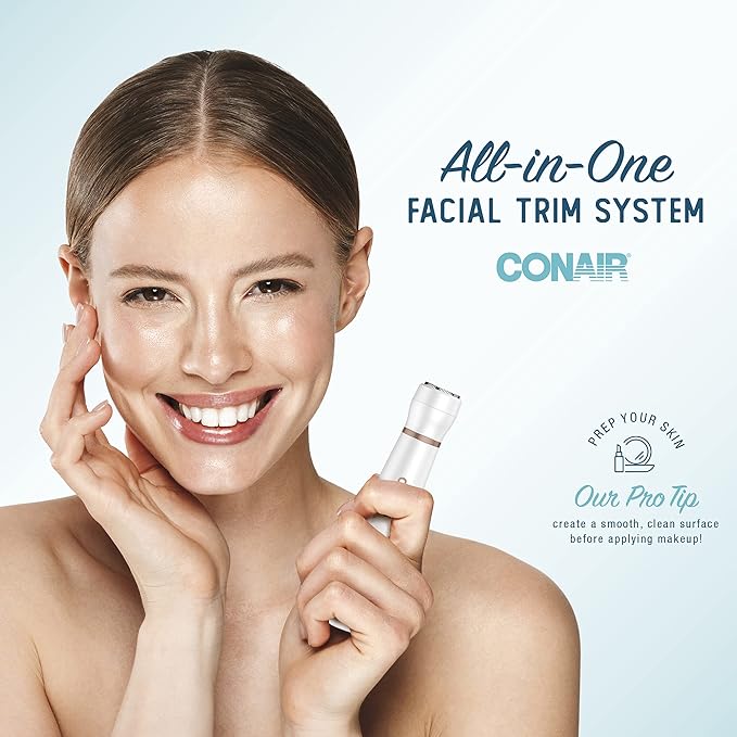 Conair All-In-1 Facial Hair Removal for Women, Cordless Electric Trimmer, Perfect for Face, Ear/Nose, Eyebrows, and Bikini Lines