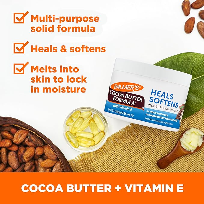 Palmer's Cocoa Butter Formula Daily Skin Therapy Solid Lotion with Vitamin E, Body Moisturizer for Extremely Dry Skin, Softens and Soothes, 7.25 Ounces, (Pack of 1)